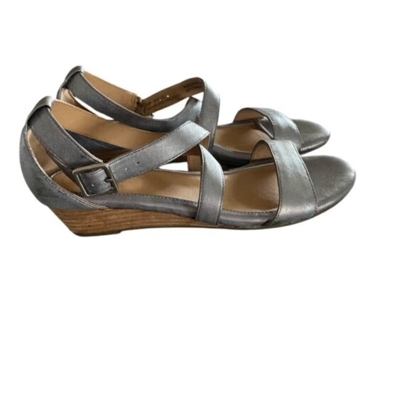 Sofft Innis Silver Leather Wedge Sandal 8.5W - Picture 4 of 7